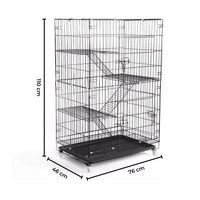 FLOOFI Four-Level Pet Rabbit Bird Cage with Hammock (Black) FI-PRBC-101-XD