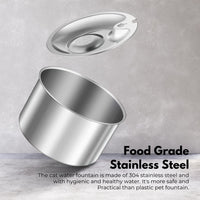 FLOOFI 2L Stainless Steel Pet Water Fountain for Cats and Small Dogs