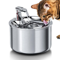 FLOOFI 2L Stainless Steel Pet Water Fountain for Cats and Small Dogs