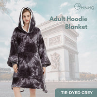 GOMINIMO Hoodie Blanket Adult Tie-Dyed Grey