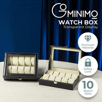 GOMINIMO 10 Slot Watch Holder Box PU Leather Display Storage Case