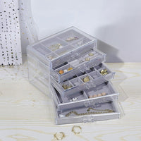 GOMINIMO Earring Jewelry Organiser with 5 Drawers Grey