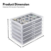 GOMINIMO Earring Jewelry Organiser with 5 Drawers Grey