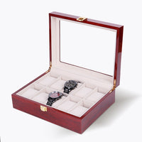 GOMINIMO 10 Slot Watch Display Box Red Wood