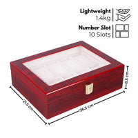 GOMINIMO 10 Slot Watch Display Box Red Wood