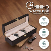 GOMINIMO 6 Slot Watch Display Box Black Wood