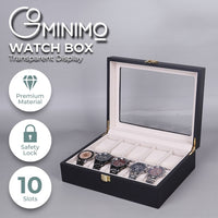 GOMINIMO 10 Slot Watch Display Box Black Wood