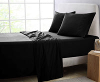 GOMINIMO 4 Pcs Bed Sheet Set 1000 Thread Count Ultra Soft Microfiber - Queen (Black) GO-BS-116-XS