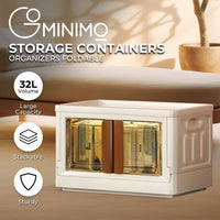 GOMINIMO 32L Foldable Storage Organizers(lvory+Brown) GO-FSCR-100-HXH
