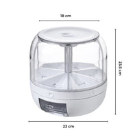 GOMINIMO 6 in 1 Rotating 360pÿ Grain Dispenser with Lid (White) GO-FD-108-LZ