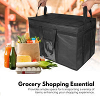 GOMINIMO 80L Large Insulated Food Delivery Bag with Zipper Closure (Black) GO-FDB-102-KLAD