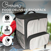 GOMINIMO 52L Insulated Food Delivery Backpack with Reflective Panels for Uber Eats (Black) GO-FDB-100-KLAD