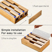 GOMINIMO 3 in 1 Bamboo Wrap Dispenser with Cutter GO-WD-100-YT