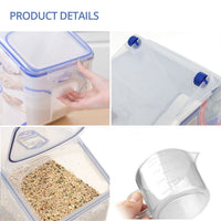 GOMINIMO Multipurpose Food Storage Container with Lids and Cup for Pet Food or Rice Grains (Clear/Blue) GO-FSC-100-JBY