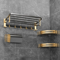 Gominimo Bathroom Wall Mount Black Gold Accessories Set (D)