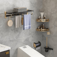 Gominimo Bathroom Wall Mount Black Gold Accessories Set (E)