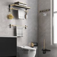 Gominimo Bathroom Wall Mount Black Gold Accessories Set (F)