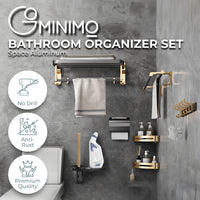 Gominimo Bathroom Wall Mount Black Gold Accessories Set (H)