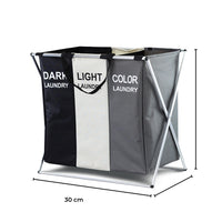 GOMINIMO 135L Foldable Laundry Cloth Hamper with 3 Sections (White+Grey+Black) GO-LB-115-XH
