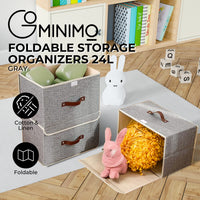 GOMINIMO 3 Pack 24L Foldable Storage Organizers (Gray) GO-FSCR-103-XHE