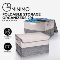 GOMINIMO 2 Pack 29L Foldable Storage Organizers (Gray + Beige) GO-FSCR-102-XHE