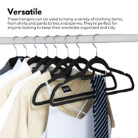 GOMINIMO 30 Pack of Non-Slip Velvet Suit Hangers with Tie Organisers (Black) GO-VH-100-SH