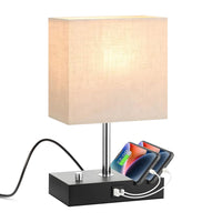 Gominimo Bedside Lamp Vintage 3 Dimmable Light Table Desk with Phone Stand Linen