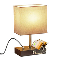 Bedside Lamp Vintage 3 Dimmable Light Table Desk with Phone Stand Grey