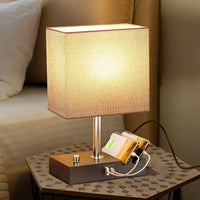 Bedside Lamp Vintage 3 Dimmable Light Table Desk with Phone Stand Grey