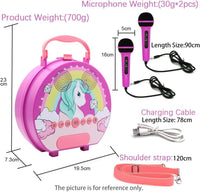 GOMINIMO Kids Portable Karaoke with Two Microphones (Round, Purple Unicorn) GO-KMM-105-HXDW
