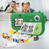 GOMINIMO Instant Print Camera for Kids with Print Paper and 32GB TF Card (Dinasour)