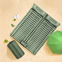 KILIROO Double Inflatable Camping Sleeping Pad with Pillow (Army Green) KR-ISP-102-HZ