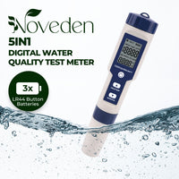 NOVEDEN 5 in 1 Digital Water Quality Test Meter(White+Blue)