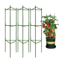 NOVEDEN 3 Sets Tomato Supports Cages with 20 Clips 50 Twist Tie and 30meters Rope (Green)