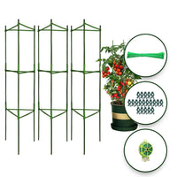 NOVEDEN 3 Sets Tomato Supports Cages with 20 Clips , 50 Twist Tie and 30meters Rope (Green)