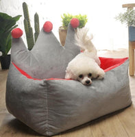 Floofi Pet Bed Crown Shape (L Grey Yellow)