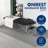 ONIREST 2 Fold Adjustable Portable Massage Bed (Black)OR-MTP-101-NS