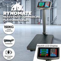 RYNOMATE Heavy-Duty Commercial Platform Scales 150KG (Black)