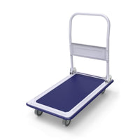 RYNOMATE Foldable Platform Trolley with 4 Wheels (Blue and White) RNM-FPT-100-QY