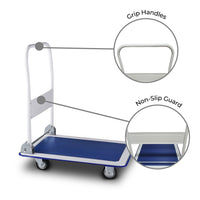 RYNOMATE Foldable Platform Trolley with 4 Wheels (Blue and White) RNM-FPT-100-QY