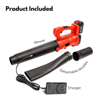 RYNOMATE 18V Cordless Leaf Blower with Lithium Battery and Charger Kit (Red and Black)