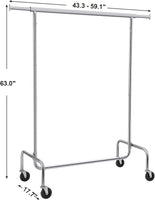 SONGMICS Heavy Duty Clothes Rack on Wheels Metal Chrome Extendable