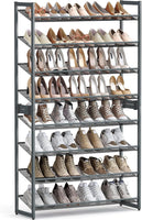SONGMICS 8-Tier Shoe Rack Storage 32 pairs with Adjustable Shelves Gray LMR08GBV1