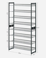 SONGMICS 8-Tier Shoe Rack Storage 32 pairs with Adjustable Shelves Gray LMR08GBV1