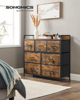 SONGMICS Dresser for Bedroom Chest of Drawers Rustic Brown and Black