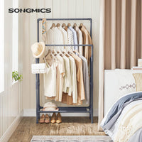 SONGMICS Metal Clothes Rack with 2 Rails Grey