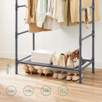 SONGMICS Metal Clothes Rack with 2 Rails Grey RDR001G02