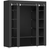 SONGMICS Non-Woven Fabric Wardrobe Bedroom Furniture Storage Black LSF03H