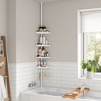 SONGMICS Adjustable Bathroom Corner Shelf with 4 Trays White