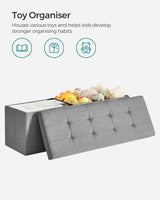 SONGMICS 110cm Storage Ottoman Bench Light Grey